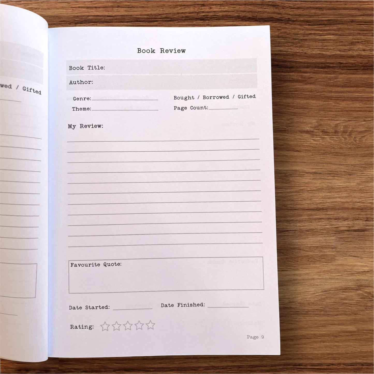 Hard Cover Reading Journal, 100 reveiws