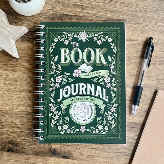 Green wirobound book journal with flower design