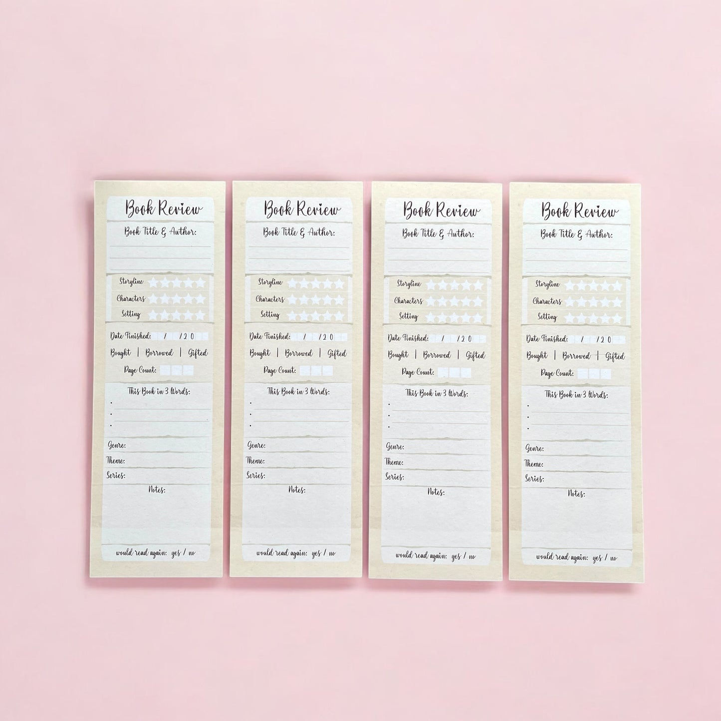 Book Review Bookmark Set of 4